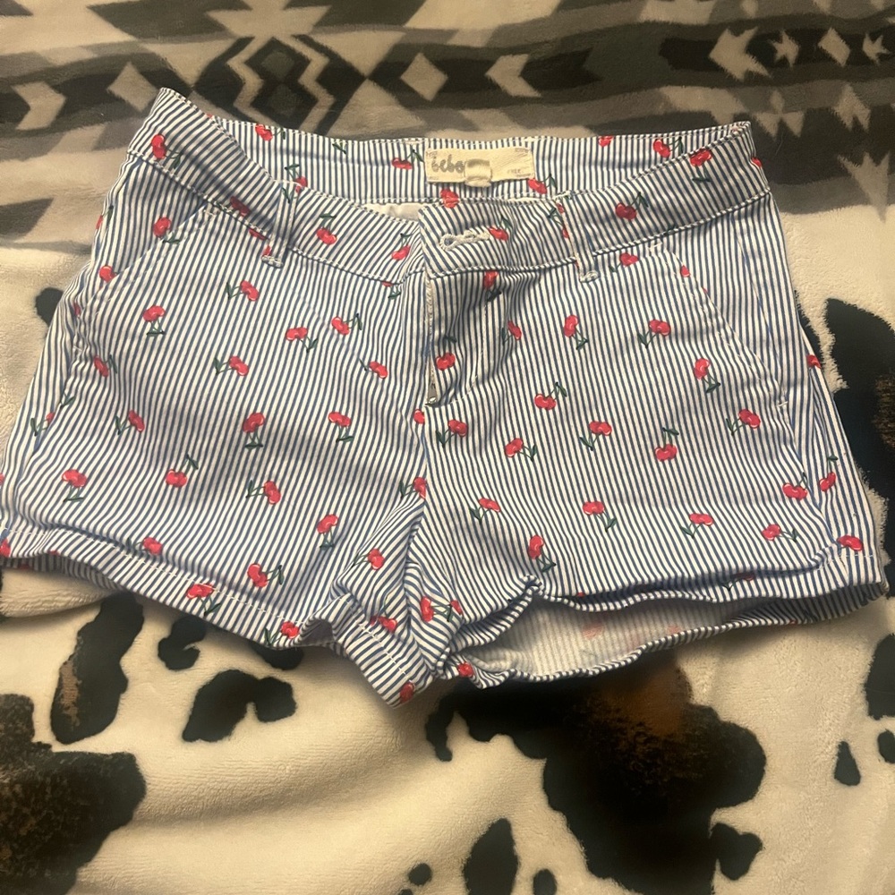 BeBop Blue and White Jean Shorts Nautical-Inspired